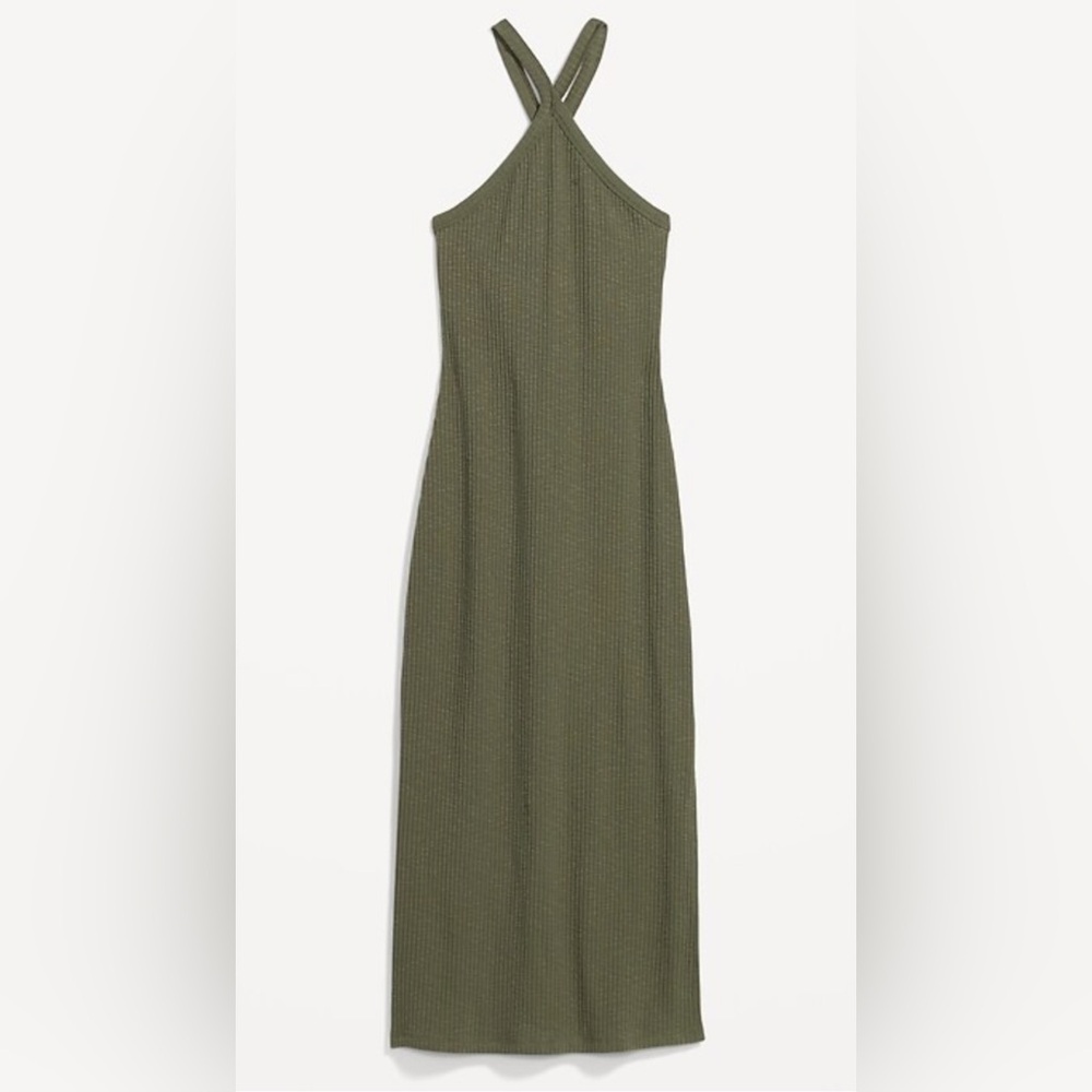 ✨ Rib-Knit Halter Midi Dress